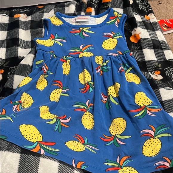 B51 Hanna Andersson Cotton Tank Dress— Vibrant Pineapple Print, 4t - Picture 1 of 4